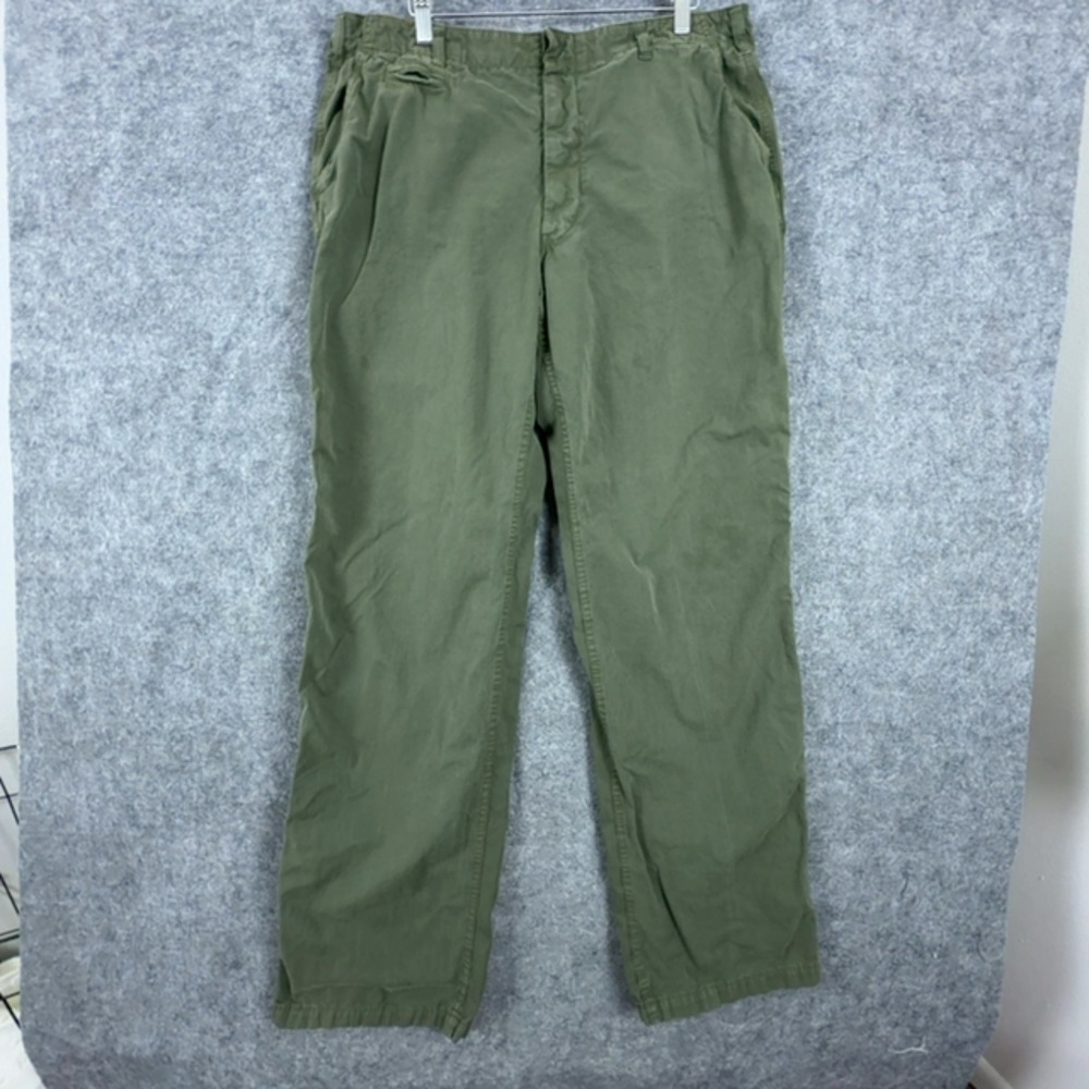 Ron Herman Pants Mens 54 Olive Green Cotton Made in Italy Straight Leg Casual